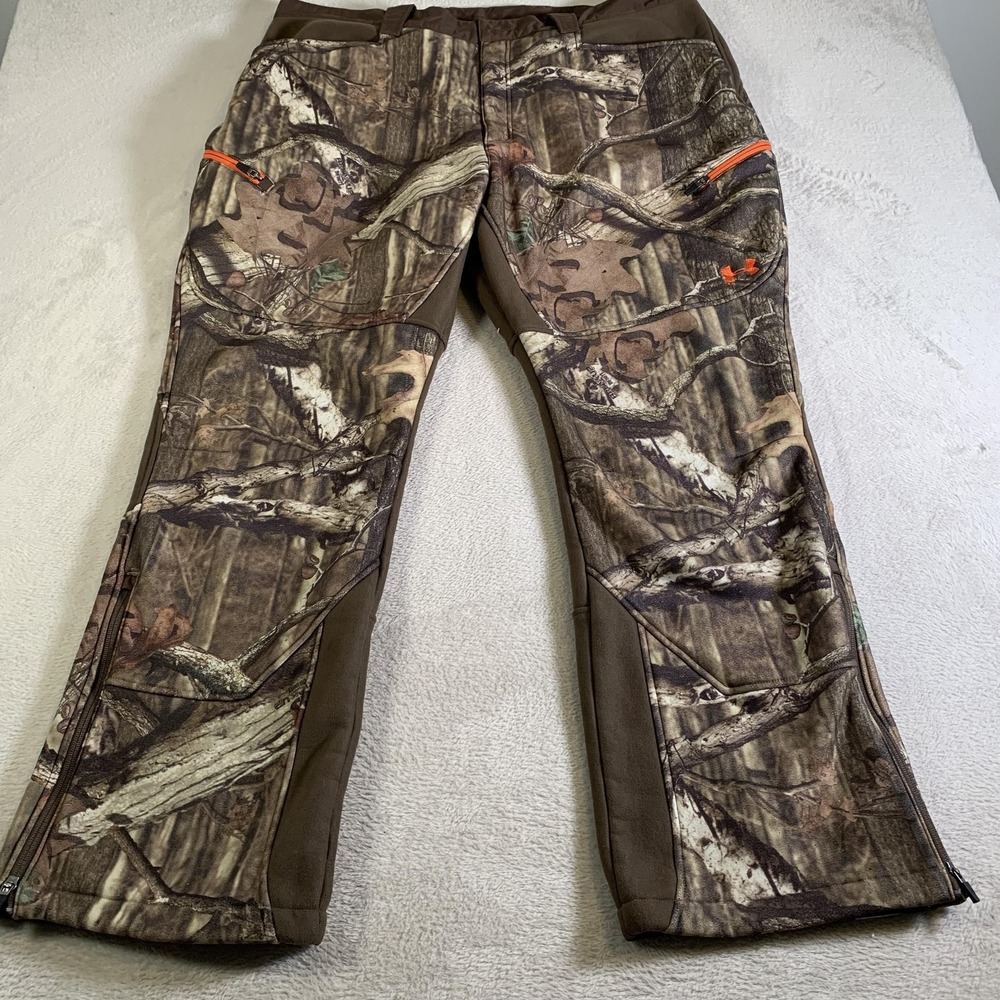 Under Armour Snow Pants Mens 44 Brown Camo‎ Storm Fleece Lined Insulated Hunting